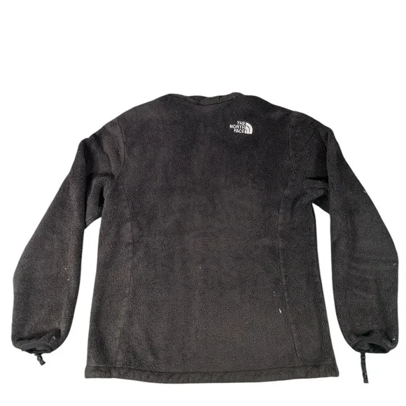 The North Face Womens Black Zip Fleece Jacket Fuzzy Fleece Sz Medium Distressed - Picture 5 of 5
